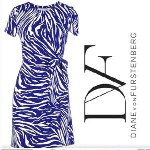 Diane Von Furstenberg Blue & White Tiger Shadow Zoe Dress
